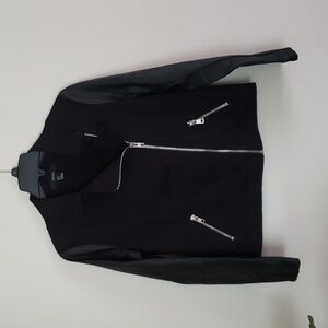 Forever 21 faux leather & cotton black moto jacket, grunge, silver metal detail